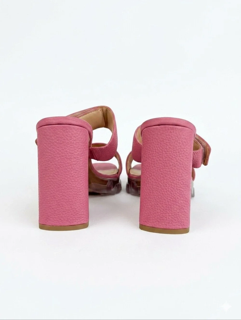 THEO Dusty Rose Chunky Platform Block Heel Slide Sandals Sz. 40/9 Barbie